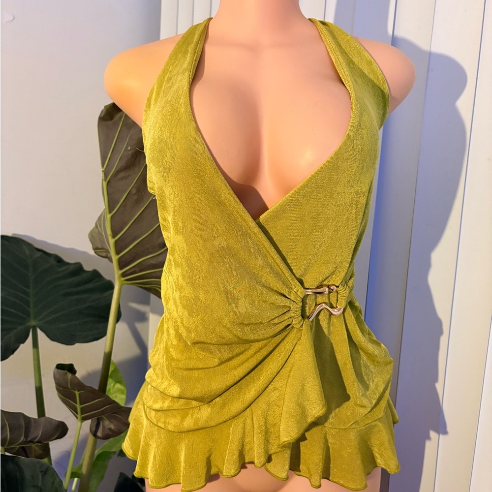 Elegant Olive Green Halter Top